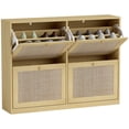 thumbnail image 1 of HOMCOM Narrow Shoe Cabinet with 4 Flip Drawers for Entryway Hallway Oak, 1 of 10