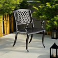 thumbnail image 4 of Pemberly Row Outdoor Dining Chair Set of 2 Mesh Style Back Black Cast Aluminum, 4 of 9