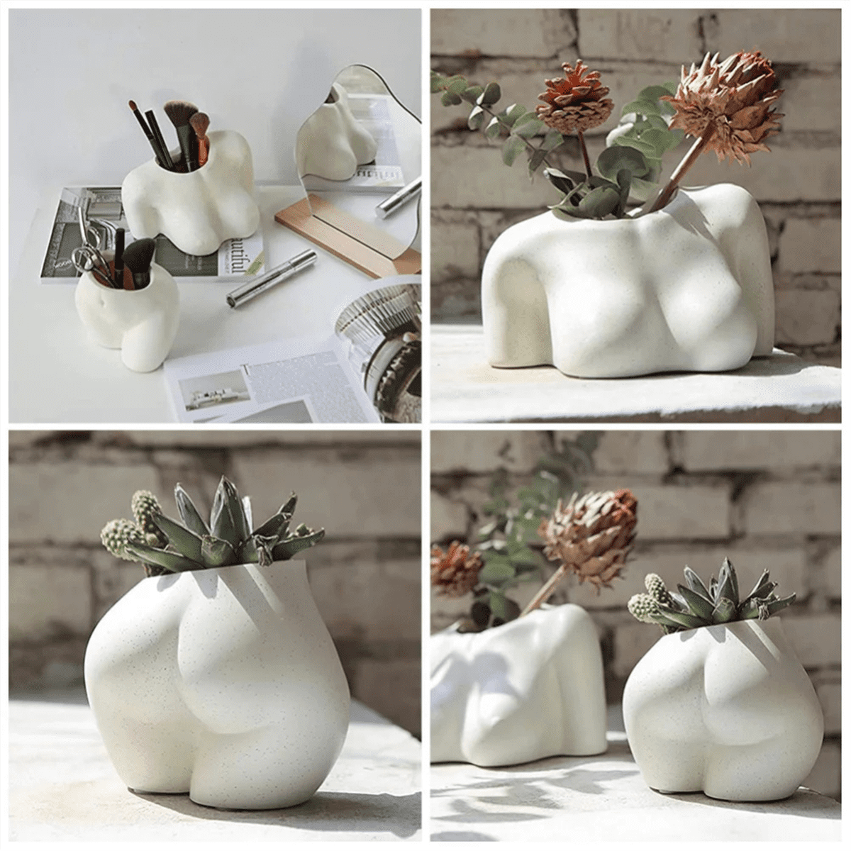 Mini Lower Body Pot, Female Body Shaped Small Flower Planter with Drainage Holes, Resin Plant Pot, Cute Christmas-B