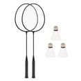 thumbnail image 1 of jinwen 2Pcs Badminton Rackets Badminton Shuttlecock Badminton Equipment Portable Tennis Black, 1 of 9