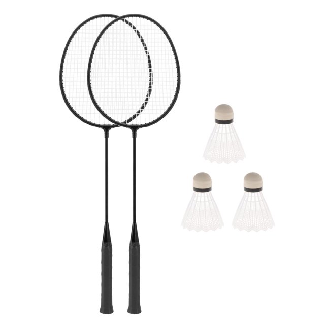 jinwen 2Pcs Badminton Rackets Badminton Shuttlecock Badminton Equipment Portable Tennis Black