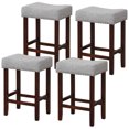 thumbnail image 1 of Gymax Set of 4 Bar Stools Counter Height Saddle Kitchen Chairs w/ Wooden Legs Gray, 1 of 8