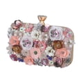 thumbnail image 1 of Sacs de Soirée à Pochette Florale pour Femmes avec Strass Métalliques Floraux Colorés, Pochette de Soirée, Sac à Main pour Mariage et Fête, Or, 1 of 8