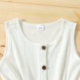 thumbnail image 4 of PatPat Kid Girl Button Design Sleeveless Belted Splice Romper Jumpsuit Shorts, 4 of 6