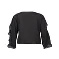 thumbnail image 3 of Women Button-down Ruffle Shirt Solid Color V-neck Long Sleeve Blouse, 3 of 6