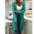 thumbnail image 2 of Women Hooded Open Front Cardigan Cable Knit Sweaters Solid Chunky Long Sweater Coats with Pockets, 2 of 5