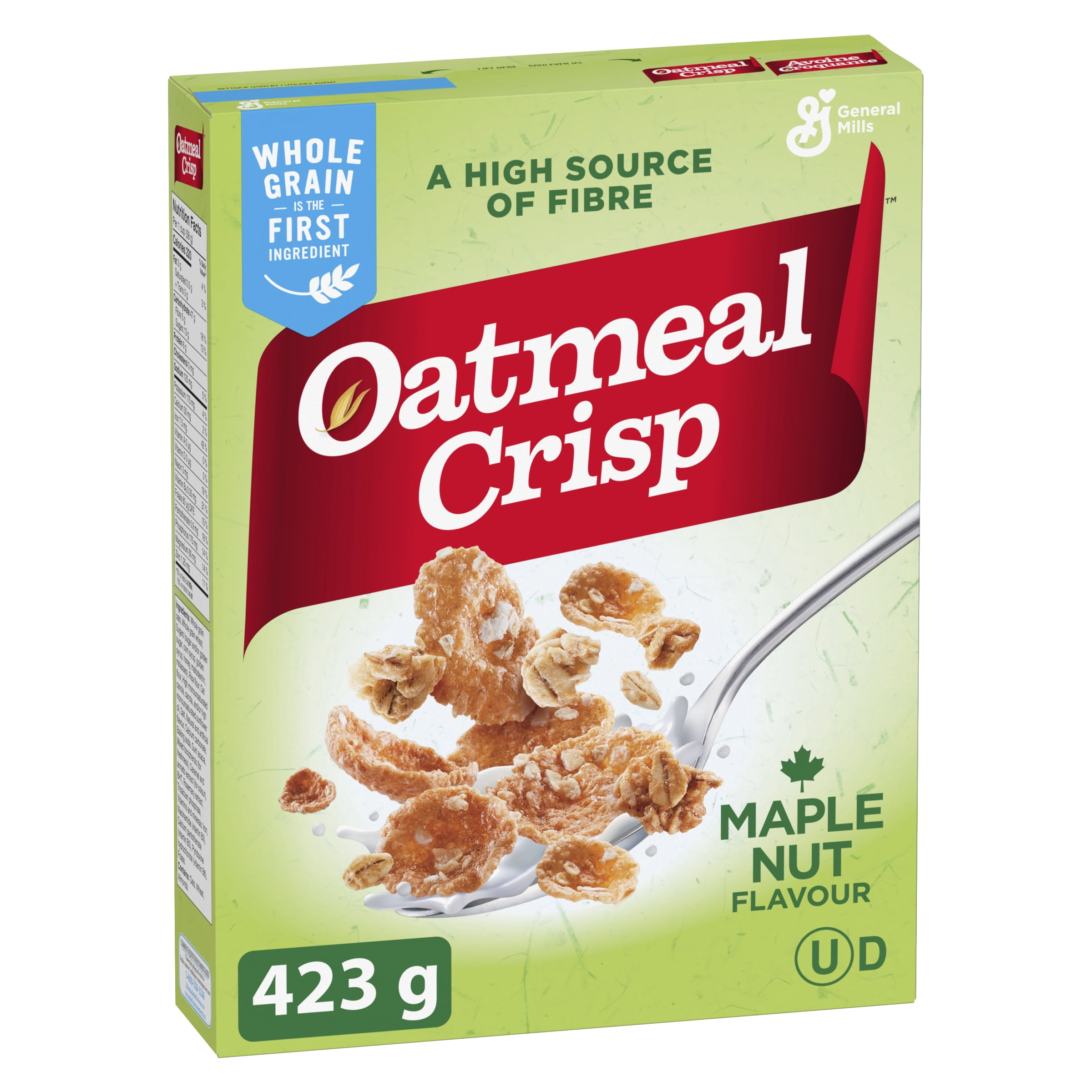 Oatmeal Crisp Breakfast Cereal, Maple Nut, High Fibre and Whole Grains, 423 g