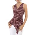 thumbnail image 1 of INSPIRE CHIC Hauts d'Été pour Femmes Sans Manches à Encolure en V Portefeuille à Taille Nouée, 1 of 4