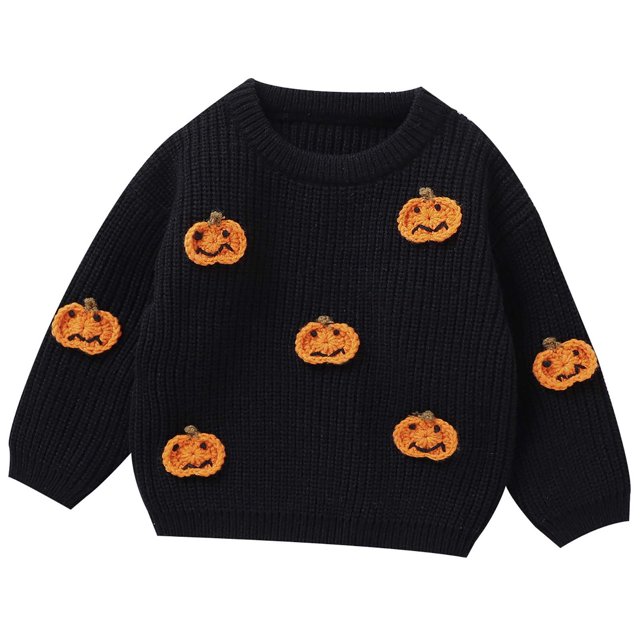Funicet Pulls pour Filles, Robe Chandail pour Filles, Motif Citrouille Halloween Tricoté pour Garçons et Filles, Chandail pour Filles, Pulls pour Garçons