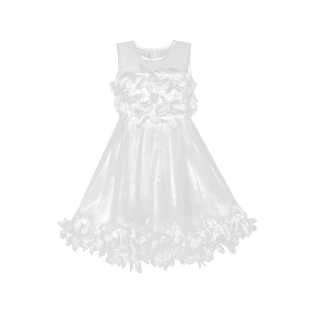 Robe Fille Blanche Dimensionnelle Fleur Anniversaire Mariage 4 Ans