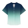 thumbnail image 4 of RXIRUCGD Fashion Women's Short Sleeved Solid Color Spring/summer Button Up Shirt Top, Green, Size: L, 4 of 5