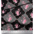 thumbnail image 3 of Soimoi polyester Crepe Fabric Leaves, & Rose Floral Printed Fabric 1 Yard 52 Inch Wide, 3 of 3