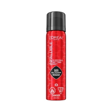 L'Oreal Paris Brume Fixante Infallible 3 secondes, Jusqu'à 36 heures de tenue, Résistant aux transferts, Hydrofuge, 75ml.
