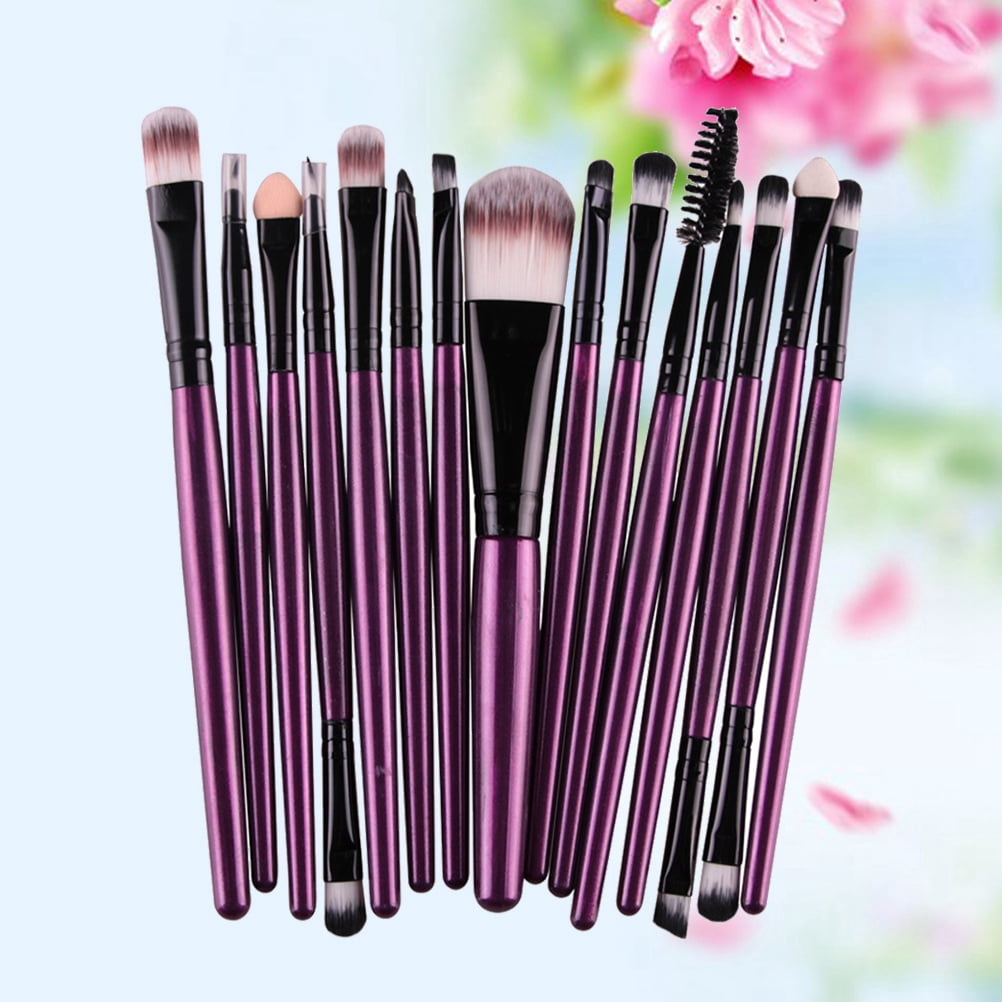 SHOWERORO Face Brushes 15Pcs Plastic Makeup Brush Kit For Ladies Who Usually Make Up