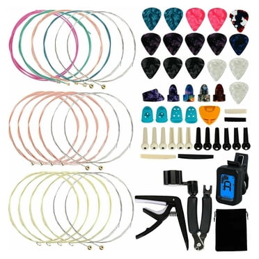 Ensemble d'Accessoires de Changement d'Outil de Guitare 65 Pcs, Kit d'Enrouleur/accordeur de Cordons de Guitare