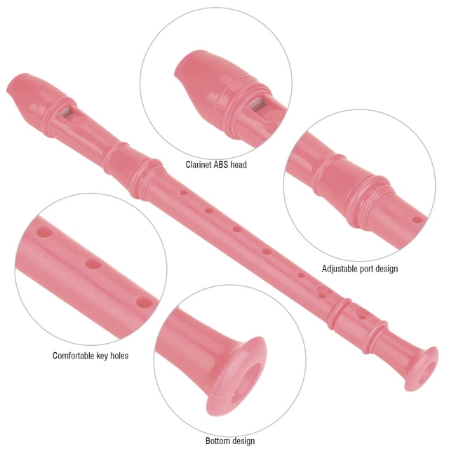 Wooden Flute Clarinet for Kids, 8 Hole with Cleaning Rod and Instruction, Children's Music Instrument in ABS Material with Finger Guide for Music Course in Kindergarten