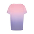 thumbnail image 5 of Haut à Manches Courtes pour Femme, Blouse Décontractée à Imprimé Dégradé avec Détail Patchwork, T-Shirt à Col Rond pour le Quotidien, 5 of 5