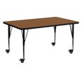 thumbnail image 1 of Mobile 24''W x 60''L Rectangular Oak HP Laminate Activity Table - Height Adjustable Short Legs, 1 of 3