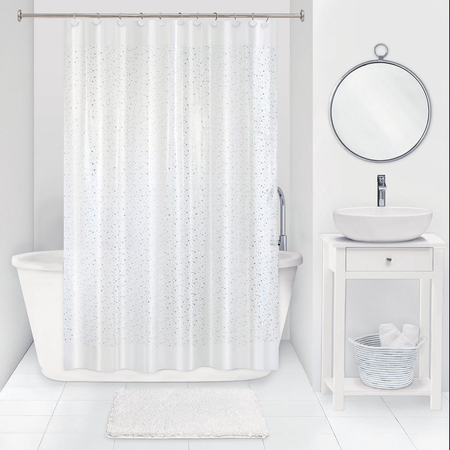 Mainstays Stars Foil PEVA Shower Curtain