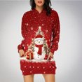 thumbnail image 1 of TIMIFIS Robe de Noël Moche pour Femmes Robe de Vacances à Manches Longues Père Noël Flocon de Neige Graphique Midi Robe Chandail Automne Hiver avec Poches, 1 of 4