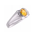 thumbnail image 3 of RYLOS Mens Rings Sterling Silver Classic Design 7X5MM Oval Gemstone & Diamond  Citrine November Birthstone Ring Size 10, 3 of 6