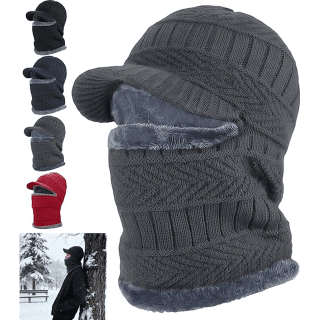 Tuque de Protection Intégrale, Tuque Chaude de Cyclisme et de Ski Masque d'Hiver Tuque de Protection Intégrale pour Hommes Femmes, Tuque 2 en 1 avec Foulard et Masque