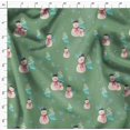 thumbnail image 4 of Soimoi Green Velvet Fabric Snowman & Tree Christmas Printed Fabric 1 Yard 58 Inch Wide, 4 of 5