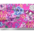thumbnail image 2 of Soimoi Pink Poly Georgette Fabric Leaves & Floral Decor Fabric Printed BTY 42 Inch Wide, 2 of 3