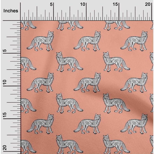 oneOone Polyester Lycra Fabric Fox Block Print Sewing Fabric BTY 56 Inch Wide