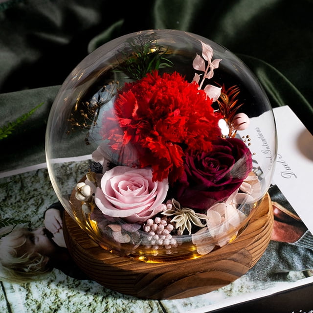 TopLLC Rose Flower LED Light Valentines Day Gifts Romantic Glass Rose Decor