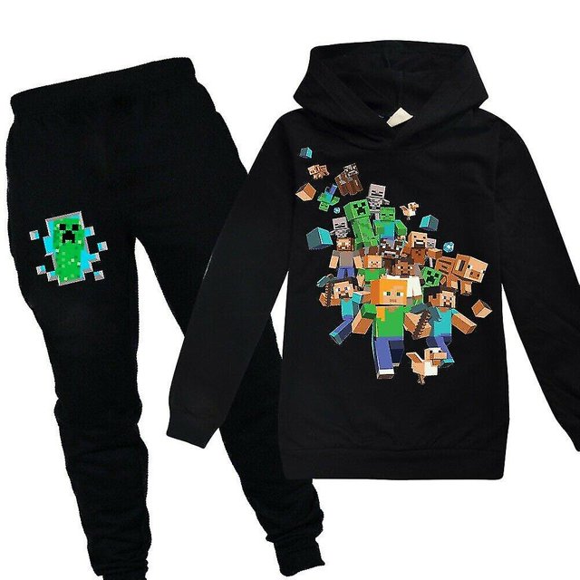 Minecraft Ensemble Décontracté pour Garçons, Chandail à Capuchon et Pantalon, Survêtement