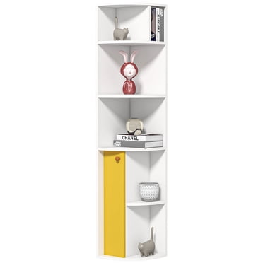 HOMCOM 5-Tier Corner Bookcase, Bookshelf with Compartments Door Cabinet