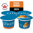 thumbnail image 2 of Oikos Greek Yogurt, Peach-Mango, Fruit on the Bottom, 0% M.F, 4x100g, 2 of 7