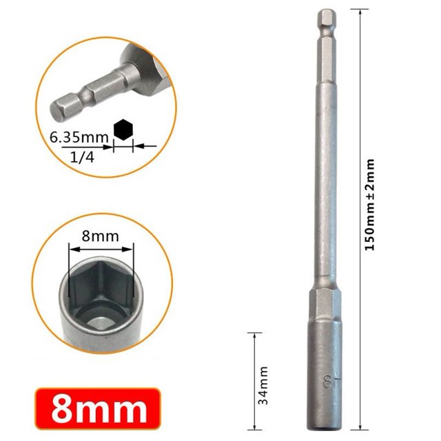 MYG 1 Pce Écrou Hexagonal de 150 mm pour Conducteur, Adaptateur de Foret, Clé de Douille, Manchon d'Extension