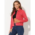 thumbnail image 2 of INSPIRE CHIC Women's Turn-Down Collar Flap Pockets Snap Button Faux Suede Jacket Small Red, 2 of 5