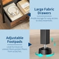 thumbnail image 3 of End Table with 2 Drawers & Open Shelf, Metal Frame Nightstand, Black/Brown/White, 3 of 7