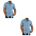 thumbnail image 3 of pitrice Chemise Homme à Simple Boutonnage Été Boutonnée Col Rabattu Chemises Polyester Mode Vêtements Cadeau d'Anniversaire Bleu TG 2Set, 3 of 6