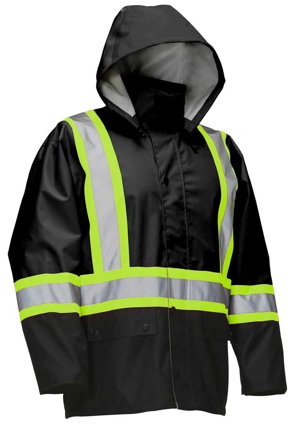 Forcefield Hi Vis Safety Rain Jacket with Snap-Off Hood*On-Line Exclusive