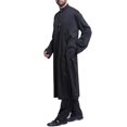 thumbnail image 3 of DondPO Chemises à Manches Longues pour Hommes Robe pour Homme Décontractée Musulmane Arabe Mi-Longue Couleur Unie Col Robe à Manches Longues Chemises pour Hommes Hauts pour Hommes Noir 3TG, 3 of 5