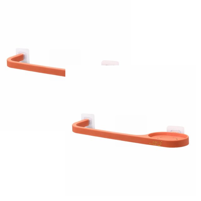 Oleegame 2PC Spoon And Lid Rest Wall Mounted Towel Rack Hanging Plastic Towel Bar Storage Rack Bathroom Rack Single Bar Bath Towel Rack Orange