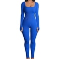 thumbnail image 1 of Fortune Women Bodysuits Ribbed Knit Bodycon Jumpsuits Long Sleeve One Piece Romper, 1 of 9