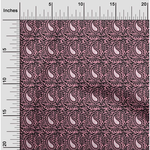 oneOone Viscose Chiffon Fabric Leaves & Paisley Block Printed Craft Fabric BTY 42 Inch Wide