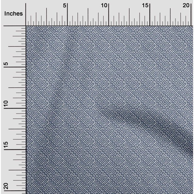 oneOone Cotton Silk Fabric Greek Key Geometric Print Sewing Fabric BTY 42 Inches