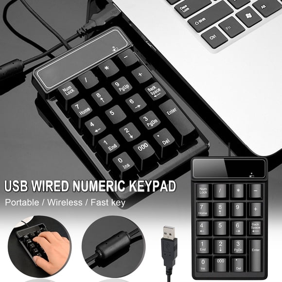 TopLLC Small-size USB Wired Numeric Keypad 19 Keys Digital Keyboard For Laptop Notebook Tablets on Clearance