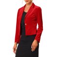 thumbnail image 4 of INSPIRE CHIC Blazer en Velours pour Femme, Col à Revers, Manches Longues, Boutonné, Veste de Tailleur pour le Travail, S Rouge, 4 of 6