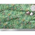 thumbnail image 2 of Soimoi Cotton Cambric Fabric Leaves & Cartoon Animals Jungle Printed Fabric 1 Yard 42 Inch Wide, 2 of 3
