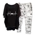 thumbnail image 2 of Ensembles pour Femmes, T-Shirt à Col Rond Imprimé à Manches Mi-Longues, Chandail à Enfiler, Hauts + Pantalon, Ensemble de Pantalons, Ensembles Confortables pour Femmes en Liquidation, 2 of 5