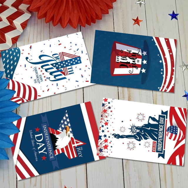 Wolfast Fourth of July Party Decorations Independence Day Fourth of July Postcard Paper Greeting Card Decoration Photo Props Party Supplies Fourth of July Party Supplies