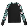 thumbnail image 3 of YiZYiF Kids Girls Sun Protection Tropical Long Sleeve Rash Guard Tops UPF 50+ Swim Shirt Bathing Suits Black 10, 3 of 5