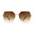 thumbnail image 3 of Womens Geometric Butterfly Rimless Oceanic Lens Chic Sunglasses Gold Brown, 3 of 4